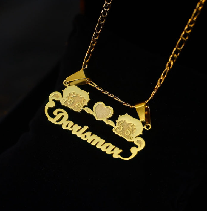 Double Betty Boop Name Necklace