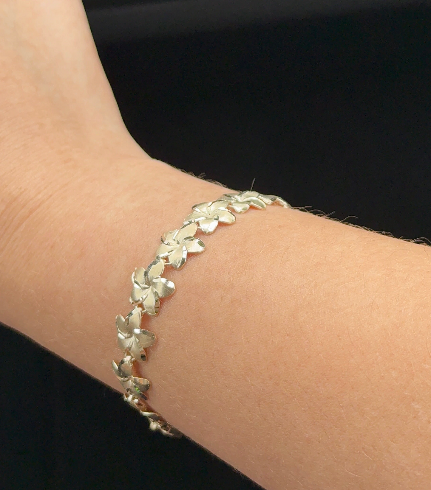 Plumeria 14k Solid Gold Bracelet