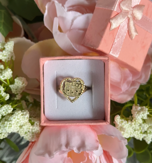 Hello Kitty Heart Nugget 14k Gold Ring