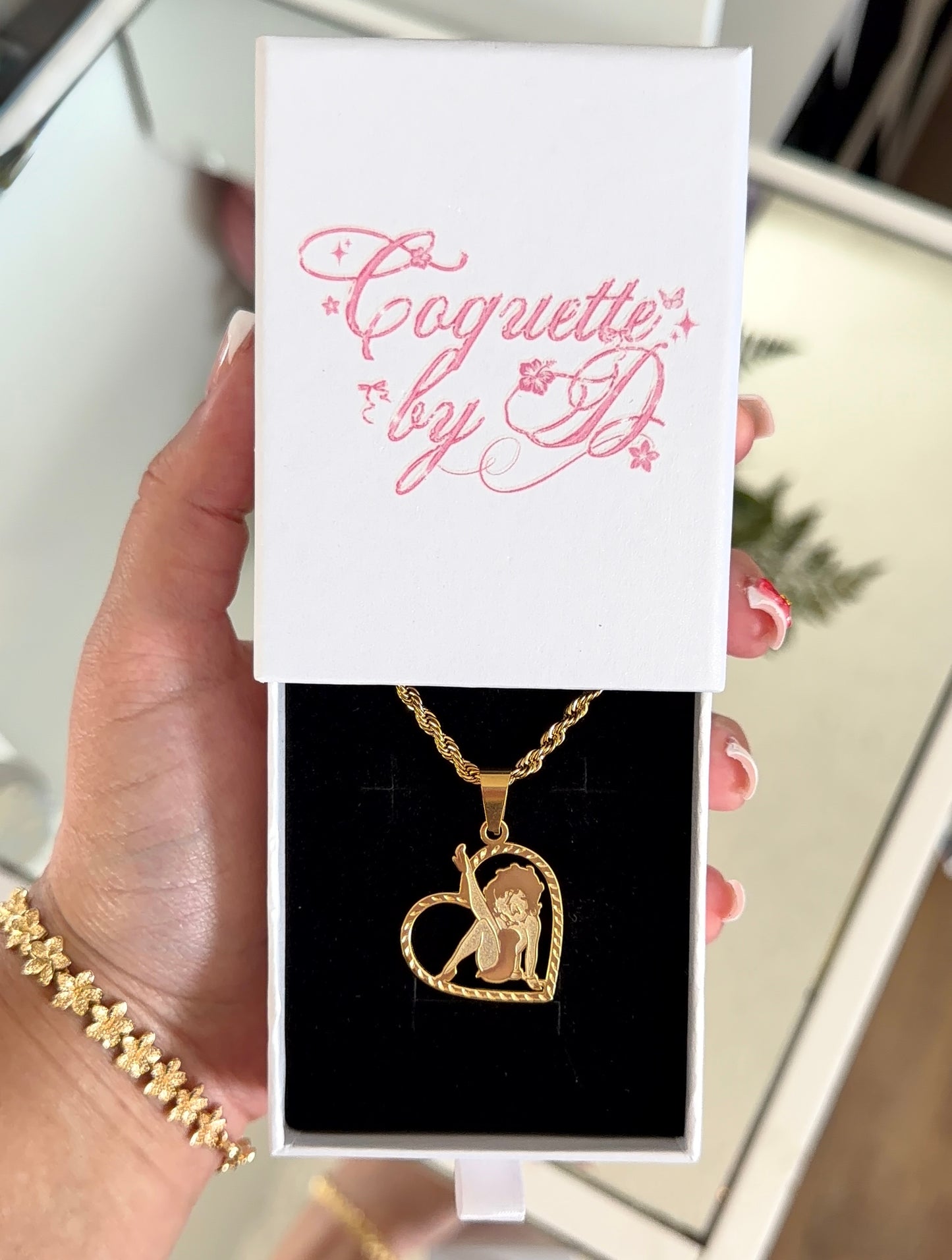 Heart Betty Boop Pendant Necklace