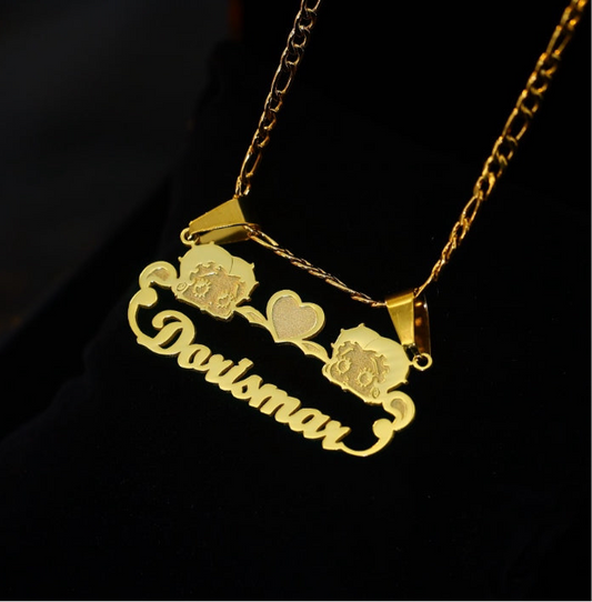 Double Betty Boop Name Necklace