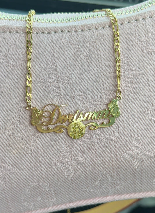 Virgen Maria Custom Name Necklace Style No.2