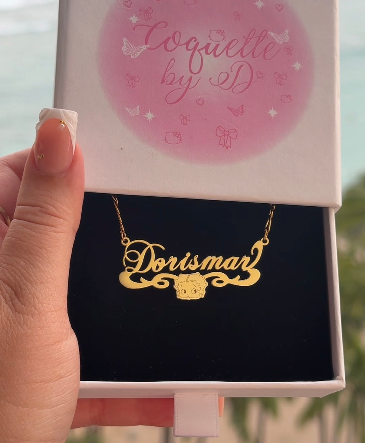 Wavy Betty Boop Custom Name Necklace