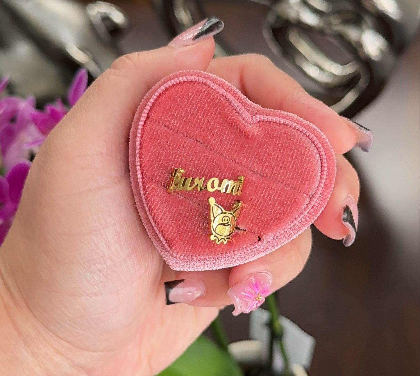 Custom Kuromi Name Ring